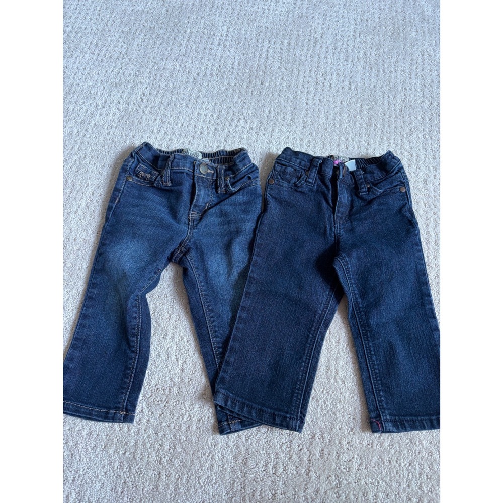 Koala Kids BluesJeans Bundle 2 Pairs Dark Wash Denim Elastic Waist 12M